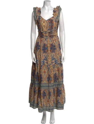 Pre-owned Caroline Constas Paisley Print Long Dress In Neutral