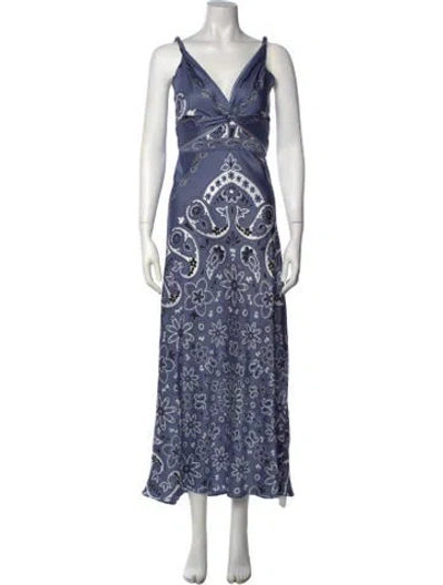 Pre-owned Caroline Constas Paisley Print Long Dress W/ Tags In Blue