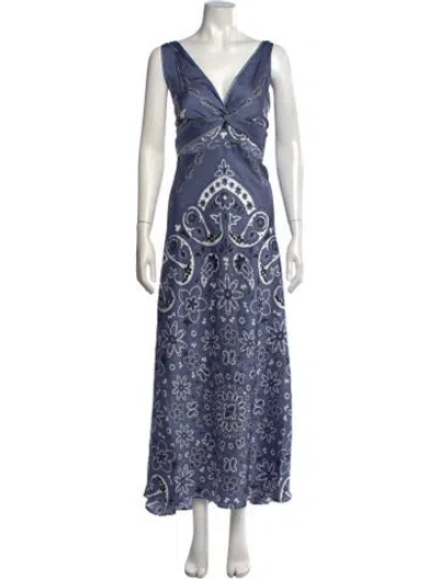 Pre-owned Caroline Constas Paisley Print Long Dress W/ Tags In Blue