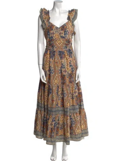 Pre-owned Caroline Constas Paisley Print Long Dress W/ Tags In Neutral