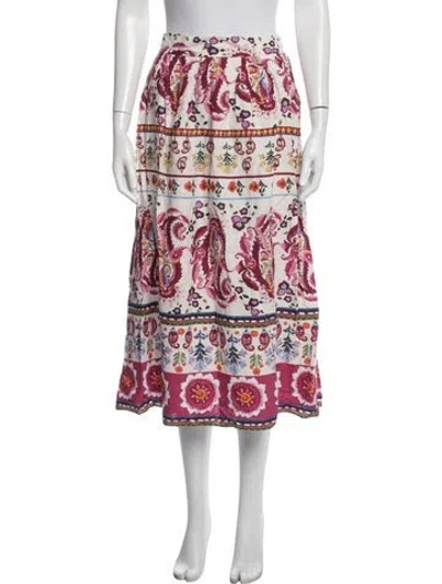 Pre-owned Caroline Constas Paisley Print Midi Length Skirt In Neutrals/pink