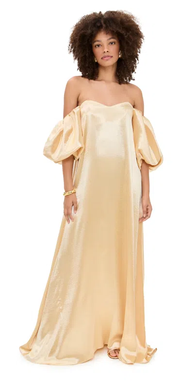 Caroline Constas Palmer Gown Champagne In Gold