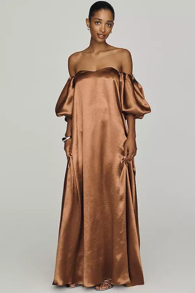 Caroline Constas Palmer Maxi Dress In Brown