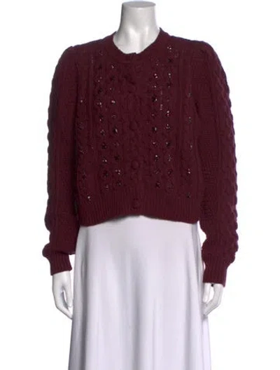 Pre-owned Caroline Constas Patterned Crew Neck Sweater In Burgundy