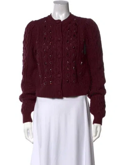 Pre-owned Caroline Constas Patterned Crew Neck Sweater W/ Tags In Burgundy