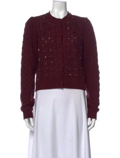Pre-owned Caroline Constas Patterned Crew Neck Sweater W/ Tags In Burgundy