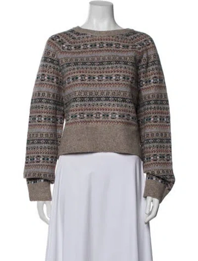 Pre-owned Caroline Constas Patterned Crew Neck Sweater W/ Tags In Grey