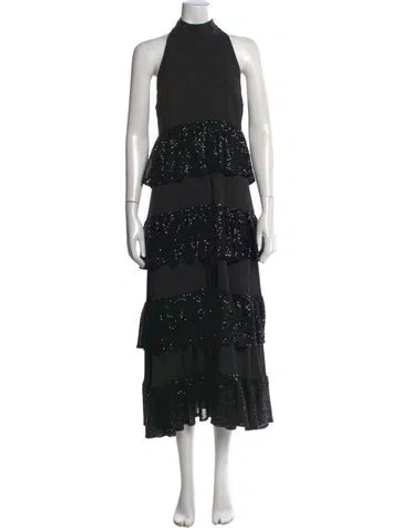 Pre-owned Caroline Constas Patterned Long Dress W/ Tags In Black