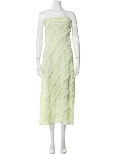 Pre-owned Caroline Constas Patterned Midi Length Dress In Yellow