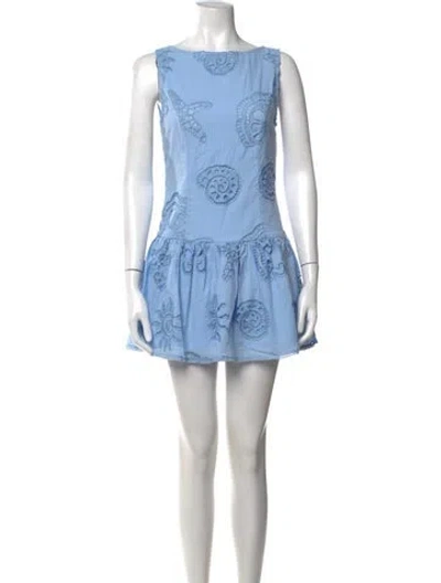Pre-owned Caroline Constas Patterned Mini Dress In Blue