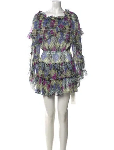 Pre-owned Caroline Constas Patterned Mini Dress In Green