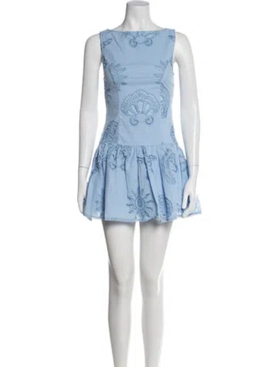 Pre-owned Caroline Constas Patterned Mini Dress W/ Tags In Blue