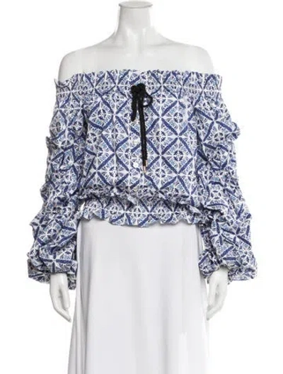 Pre-owned Caroline Constas Patterned Off-the-shoulder Blouse In Multi