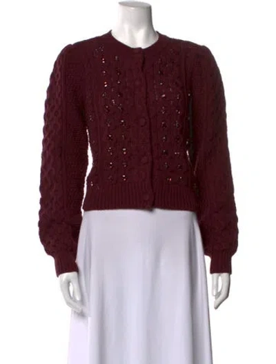 Pre-owned Caroline Constas Patterned Open Front Sweater W/ Tags In Burgundy
