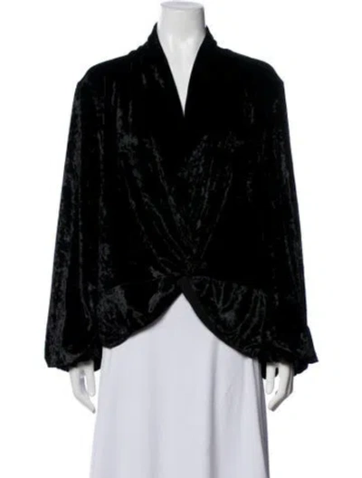 Pre-owned Caroline Constas Patterned V-neck Blouse In Black