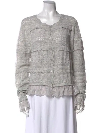 Pre-owned Caroline Constas Patterned V-neck Sweater W/ Tags In Grey