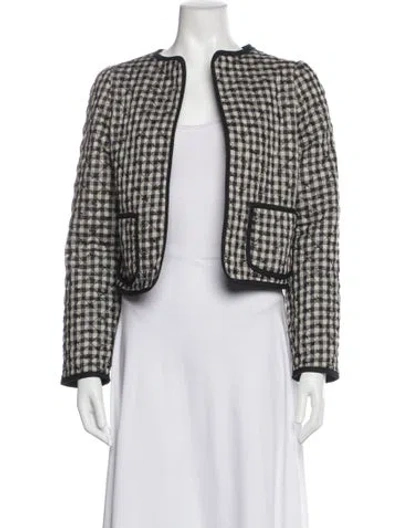 Pre-owned Caroline Constas Plaid Print Evening Jacket In Gray