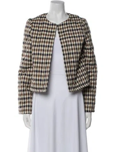 Pre-owned Caroline Constas Plaid Print Evening Jacket W/ Tags In Neutral