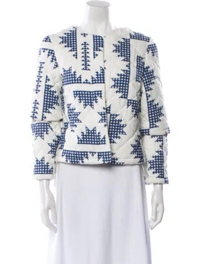 Pre-owned Caroline Constas Plaid Print Evening Jacket In White