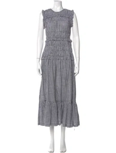 Pre-owned Caroline Constas Plaid Print Long Dress In Multi