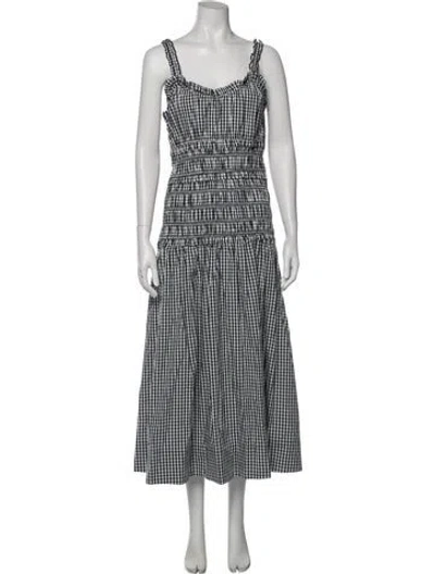 Pre-owned Caroline Constas Plaid Print Long Dress W/ Tags In Black