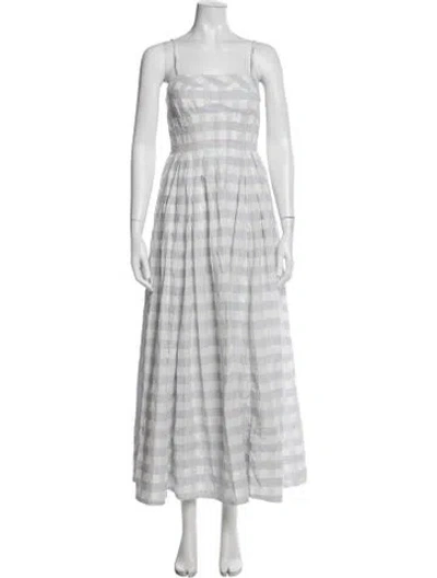 Pre-owned Caroline Constas Plaid Print Long Dress W/ Tags In Gray