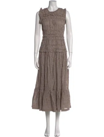 Pre-owned Caroline Constas Plaid Print Long Dress W/ Tags In Multi