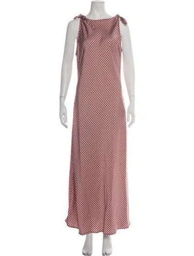 Pre-owned Caroline Constas Plaid Print Long Dress W/ Tags In Red