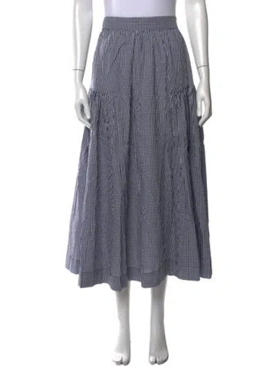 Pre-owned Caroline Constas Plaid Print Long Skirt W/ Tags In Blue