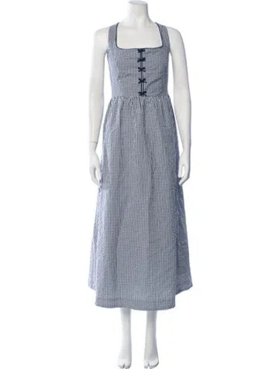 Pre-owned Caroline Constas Plaid Print Midi Length Dress In Blue