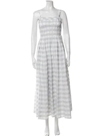 Pre-owned Caroline Constas Plaid Print Midi Length Dress In Gray