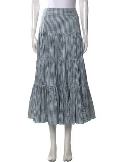 Pre-owned Caroline Constas Plaid Print Midi Length Skirt In Blue