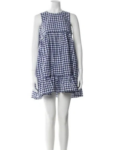 Pre-owned Caroline Constas Plaid Print Mini Dress In Blue