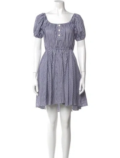 Pre-owned Caroline Constas Plaid Print Mini Dress In Blue