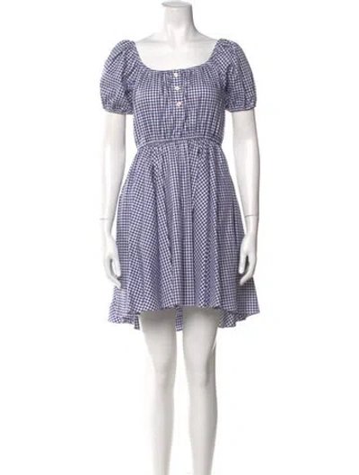Pre-owned Caroline Constas Plaid Print Mini Dress In Blue