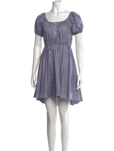 Pre-owned Caroline Constas Plaid Print Mini Dress In Blue