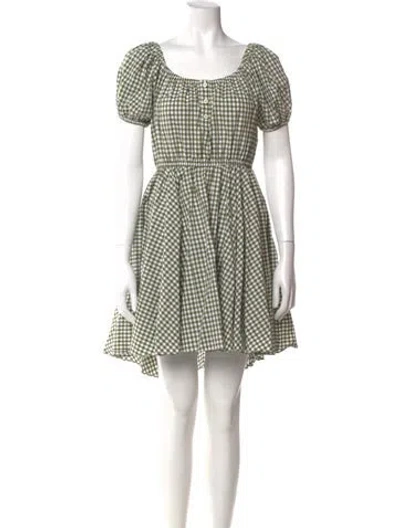 Pre-owned Caroline Constas Plaid Print Mini Dress In Green