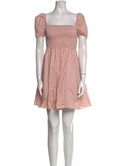 Pre-owned Caroline Constas Plaid Print Mini Dress In Orange