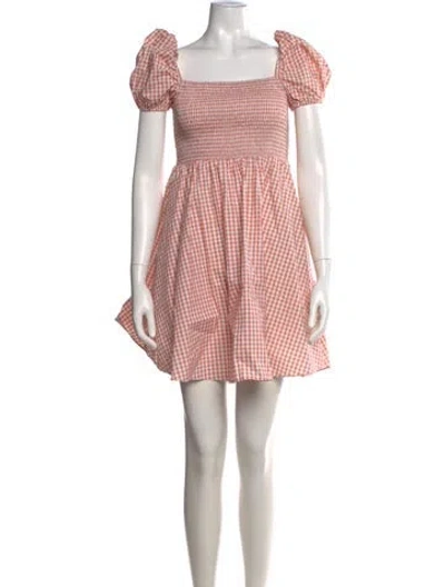 Pre-owned Caroline Constas Plaid Print Mini Dress In Orange