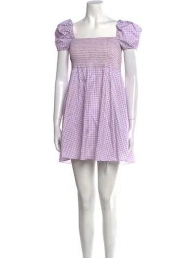 Pre-owned Caroline Constas Plaid Print Mini Dress In Purple