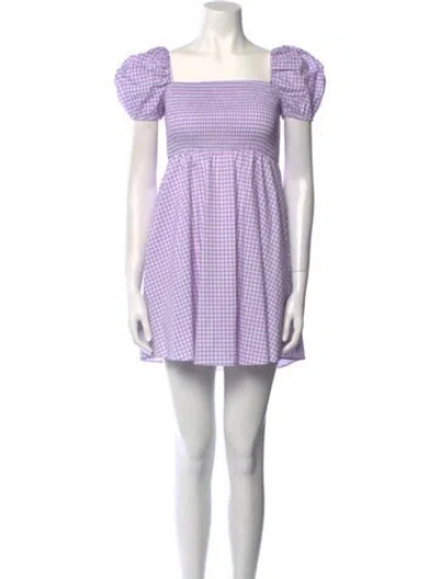 Pre-owned Caroline Constas Plaid Print Mini Dress In Purple
