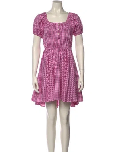 Pre-owned Caroline Constas Plaid Print Mini Dress In Purple