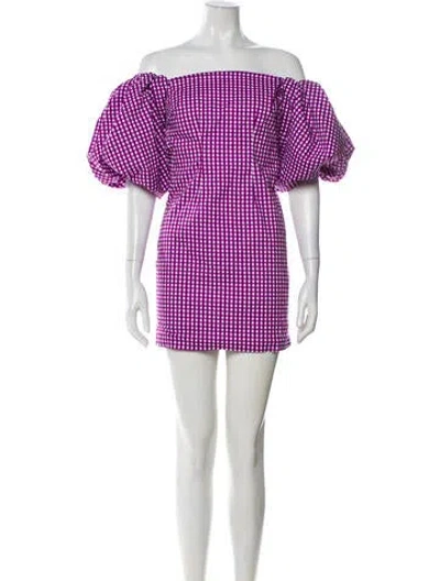 Pre-owned Caroline Constas Plaid Print Mini Dress In Purple