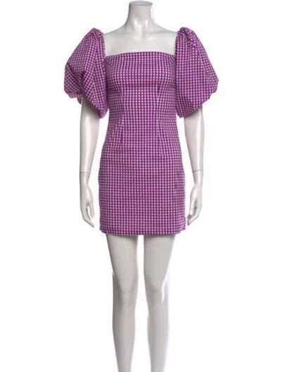 Pre-owned Caroline Constas Plaid Print Mini Dress In Purple