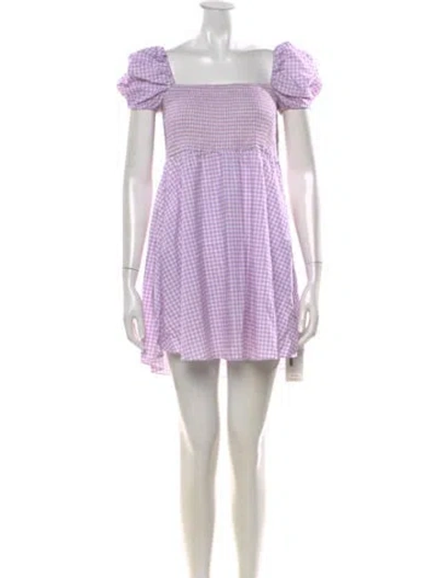 Pre-owned Caroline Constas Plaid Print Mini Dress In Purple