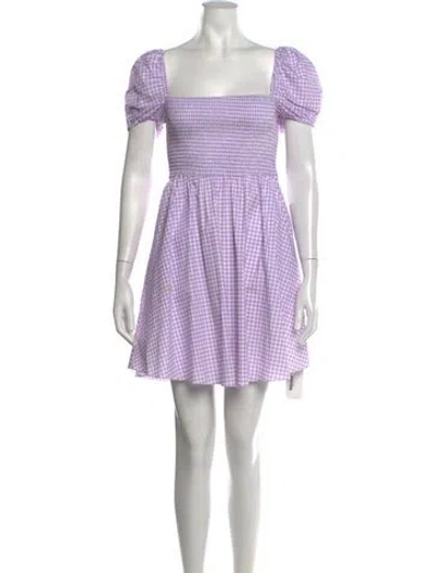 Pre-owned Caroline Constas Plaid Print Mini Dress In Purple