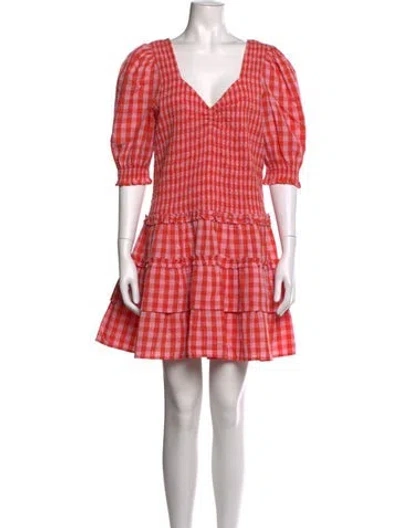 Pre-owned Caroline Constas Plaid Print Mini Dress W/ Tags In Pink
