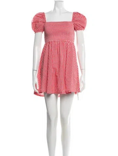Pre-owned Caroline Constas Plaid Print Mini Dress W/ Tags In Red