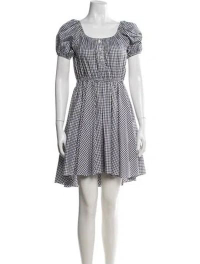 Pre-owned Caroline Constas Plaid Print Mini Dress In White