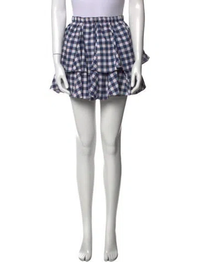 Pre-owned Caroline Constas Plaid Print Mini Skirt In Blue